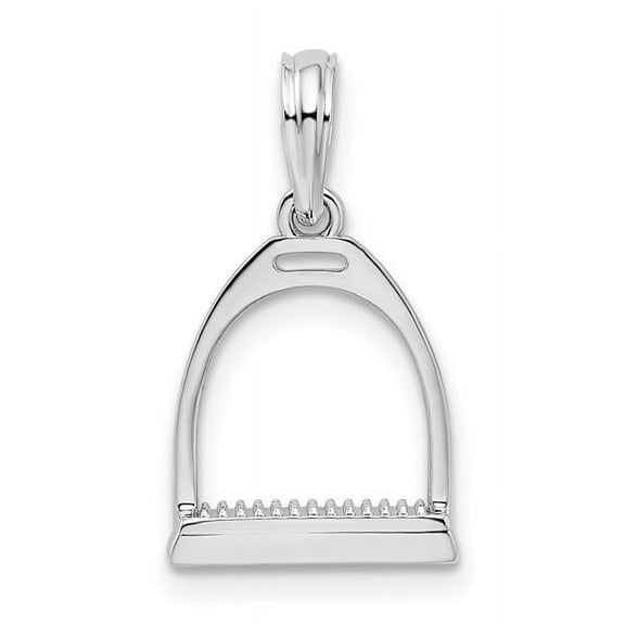 Finest Gold Sterling Silver Polished 3D Horse Stirrup Pendant