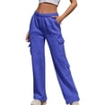 thumbnail image 4 of YYDGH Womens Cargo Sweatpants Wide Leg High Waisted Fall Pants for Women 2023 Baggy Y2k Fleece Lined Joggers with Pockets, 4 of 9