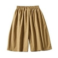thumbnail image 3 of Ltctricy Women's casual Bermuda Shorts elastic waist drawstring cotton linen shorts summer beach shorts with pockets, 3 of 3