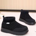 thumbnail image 4 of Women's Knit Snow Boots Furry Lined Slip on Winter Ankle Booties Casual Platform High Top Walking Shoes Black Size 7, 4 of 6
