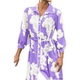 thumbnail image 3 of Bohemian Style Women Three Quarter Floral Print Lapel Button Down Long Maxi Dress, 3 of 5