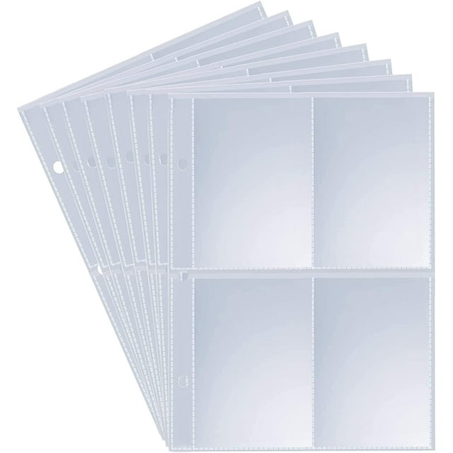 Pochettes pour Cartes à Collectionner, Pages d'Album de Rangement pour Cartes à 4 Pochettes, Pochettes pour Photocartes Compatibles avec les Cartes de Petite Taille