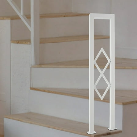 U-Shaped Stair Handrail, Industrial Decorative Railing with Smooth Edges 33.46in White