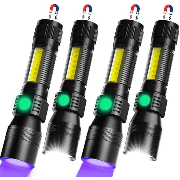 Banral LED Rechargeable Flashlight with UV Black Light &Redlight, 3 in1Magnetic Flashlights,Waterproof ,Zoomable for Pet Stains Detection,Camping