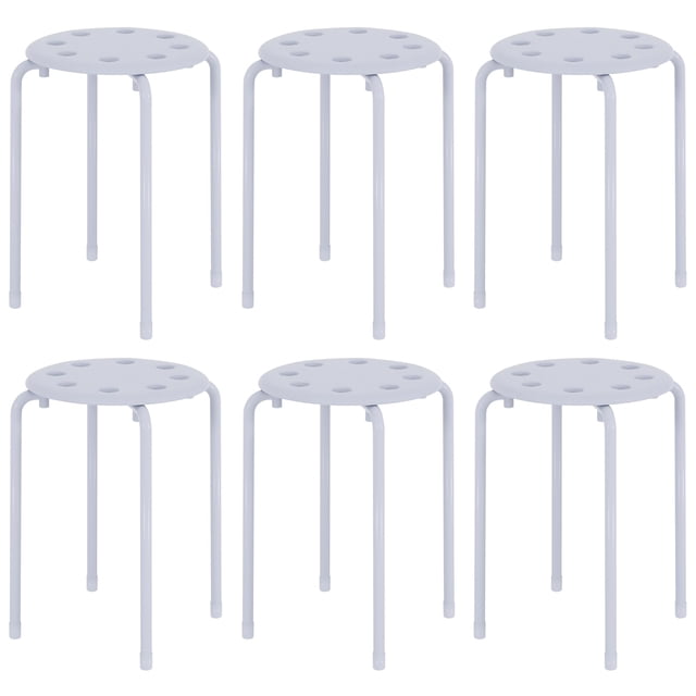 Juego de 6 taburetes VECELO, 45 cm de altura, plástico blanco
