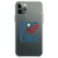 thumbnail image 1 of DistinctInk Clear Shockproof Hybrid Case for iPhone 11 (6.1" Screen) - TPU Bumper Acrylic Back Tempered Glass Screen Protector - I Love USA Flag, 1 of 1
