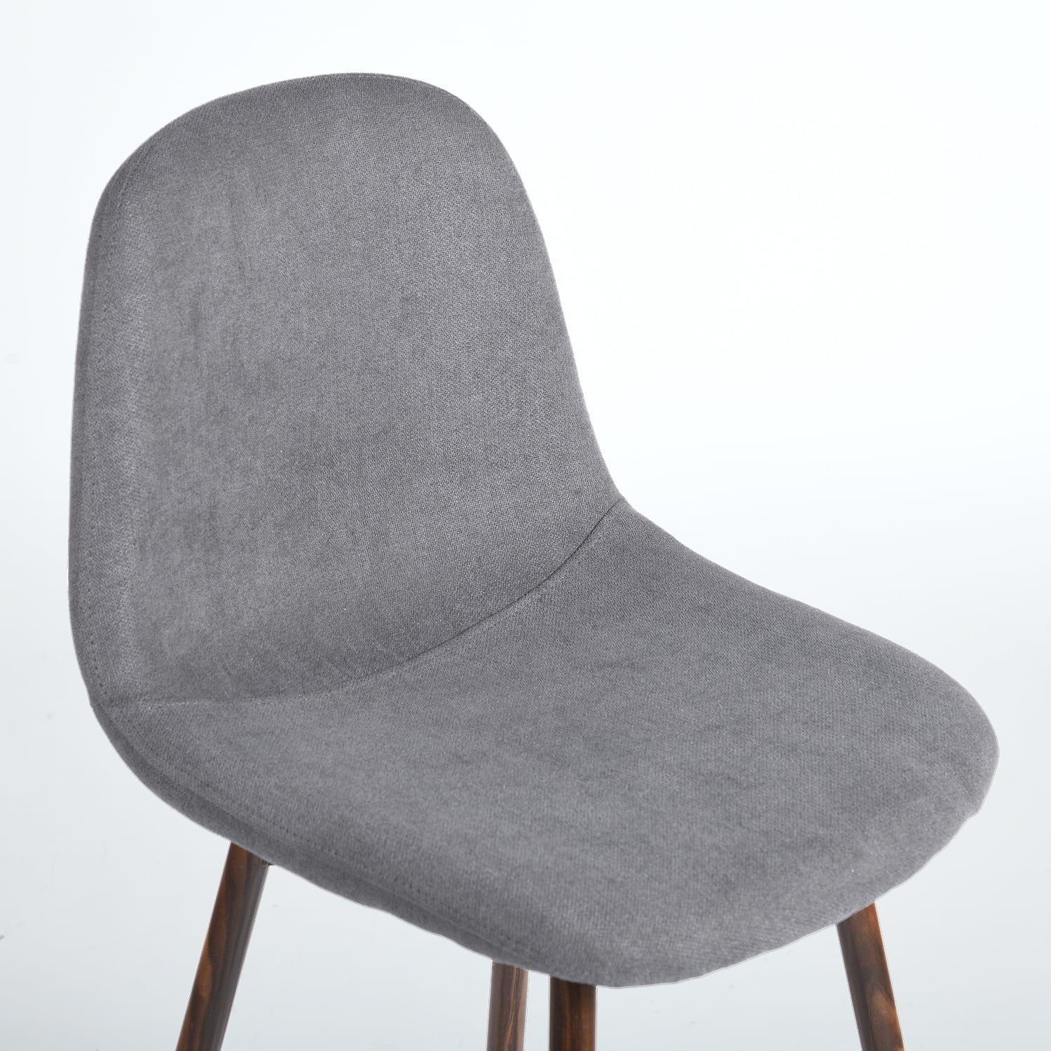 Homy Casa Set of 2 Contemporary Bar Stools, 26 in. Seat Height with Fabric Upholstery and Wooden Legs, Grey