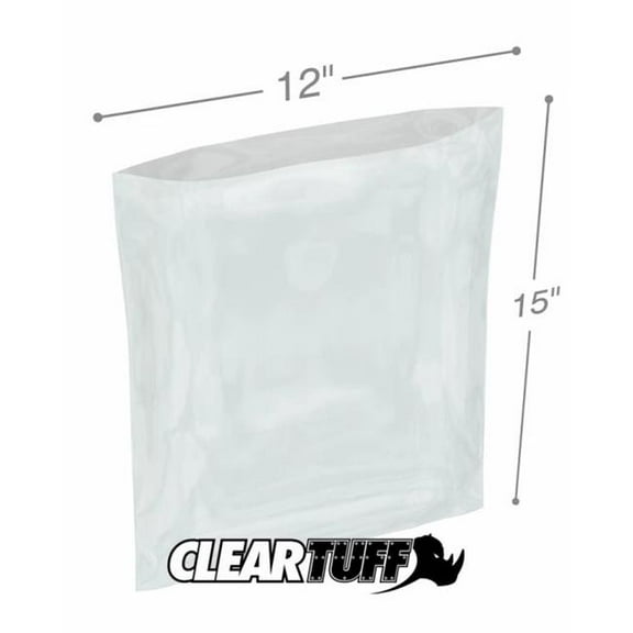 International Plastics PB01215 12 x 15 in. 1 mil Flat Poly Bags - Pack of 1000