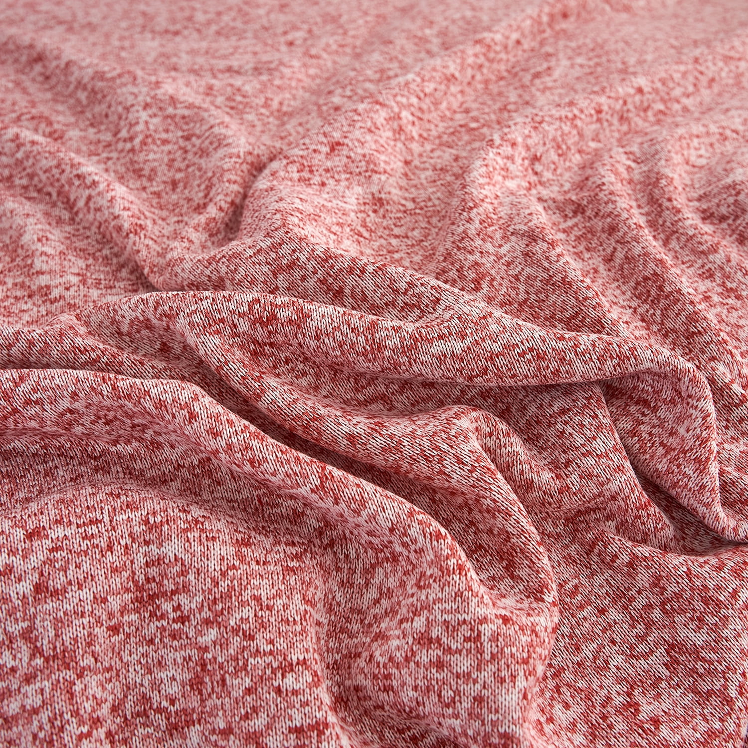 JML Knit Blanket Twin Size with 1 Sham Lightweight Fuzzy Jersey Blanket, 60"X80", Red