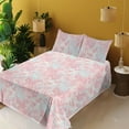 thumbnail image 2 of Ambesonne Romantic Floral Fitted & Flat Sheet with Shams 4 Pcs Set, Botanical Blush Art, Calking, Pastel Pink Soft Blue, 2 of 5
