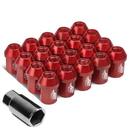 J2 Engineering LN-T7-006-125-RD J2 Engineering 7075 -T6 Forged Aluminum M12 x 1.25 20Pcs 35mm Height Close -End Lug Nut Set w / Socket Adapter Red