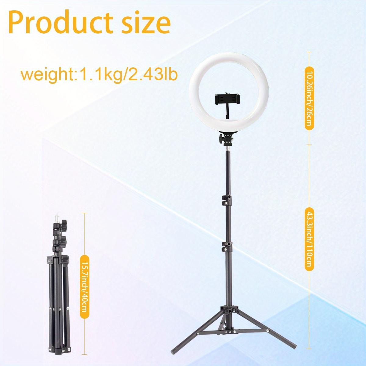 UEGOGO 10" Ring Light w/43" Tripod & Phone Holder - Adjustable LED for Live Stream/Makeup/YouTube/TikTok