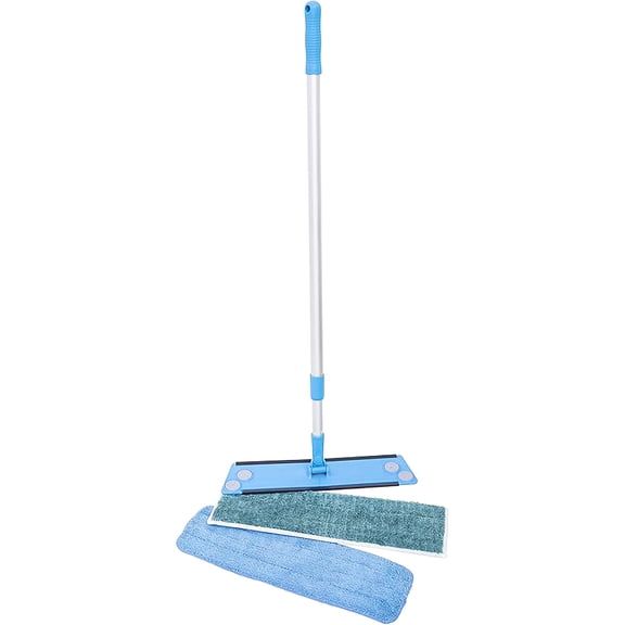 GLITSA CLEAN MAINTENANCE MOP KIT, HARDWOOD FLOOR CLEANING SYSTEM WITH POLE 7 HEAD, INCLUDED 1 WET PAD & 1 DRY PAD