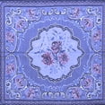 thumbnail image 1 of Ahgly Company Machine Washable Indoor Square Medallion Blue French Area Rugs, 5' Square, 1 of 4