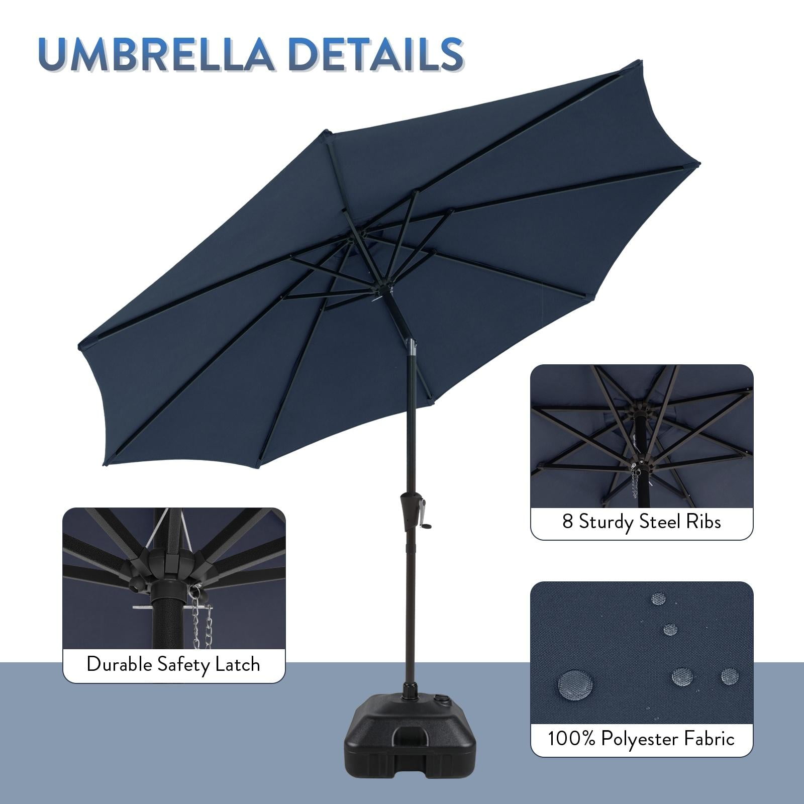 Patio Umbrella with Patio Market Umbrella Base, 9-feet Outdoor Table Market Umbrella