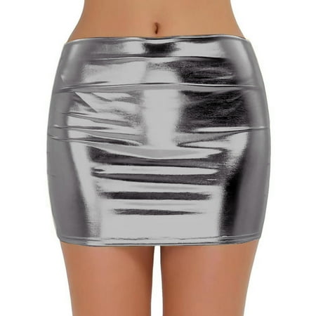 Low Waist Carnival Mini Pocket Wrap Hip Skirt Ndbuld Sales Today Clearance Women Fashion Sexy Glitter Dress Nightclub Bag Hip Skirt Gray XL