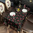 thumbnail image 5 of Black Christmas Cherry Pattern Rectangle Tablecloth 60"x120",Waterproof Polyester Rectangle Table Cloth, Wipeable Spillproof Polyester Tablecloth for Dining, Camping, Indoor and Outdoor, 5 of 6