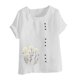 thumbnail image 4 of Puntoco Liquidación de blusas cortas para mujer Blusa informal y de lino con botones y manga corta estampada para mujer, 4 of 4