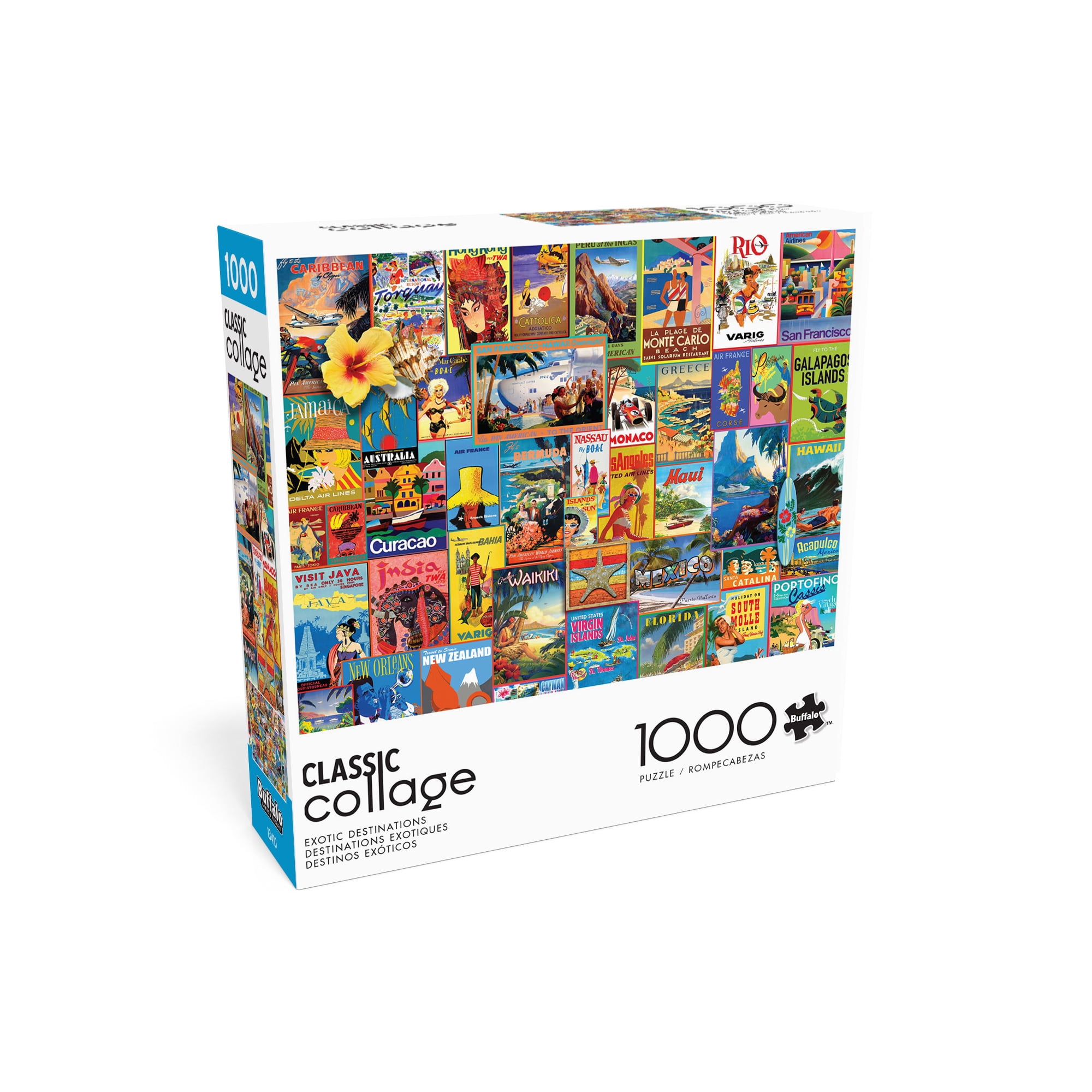 Buffalo Games Classic Collage Exotic Destinations 1000-Piece Interlocking Jigsaw Puzzle for Adults Ages 14+