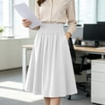 thumbnail image 4 of Skirts for Women Elegant Solid Color Casual Skirt with Elastic Waist for Everyday Wear and Travel Versatile Women's Skirt for Summer Style White S, 4 of 7