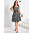 thumbnail image 4 of SHOWMALL Women's Plus Size Casual A-Line Dress, Sleeveless Summer Beach Dress with Pockets, Line Art Floral Black 1X High Waist Flowy Shift Dress for Daily Wear, 4 of 6