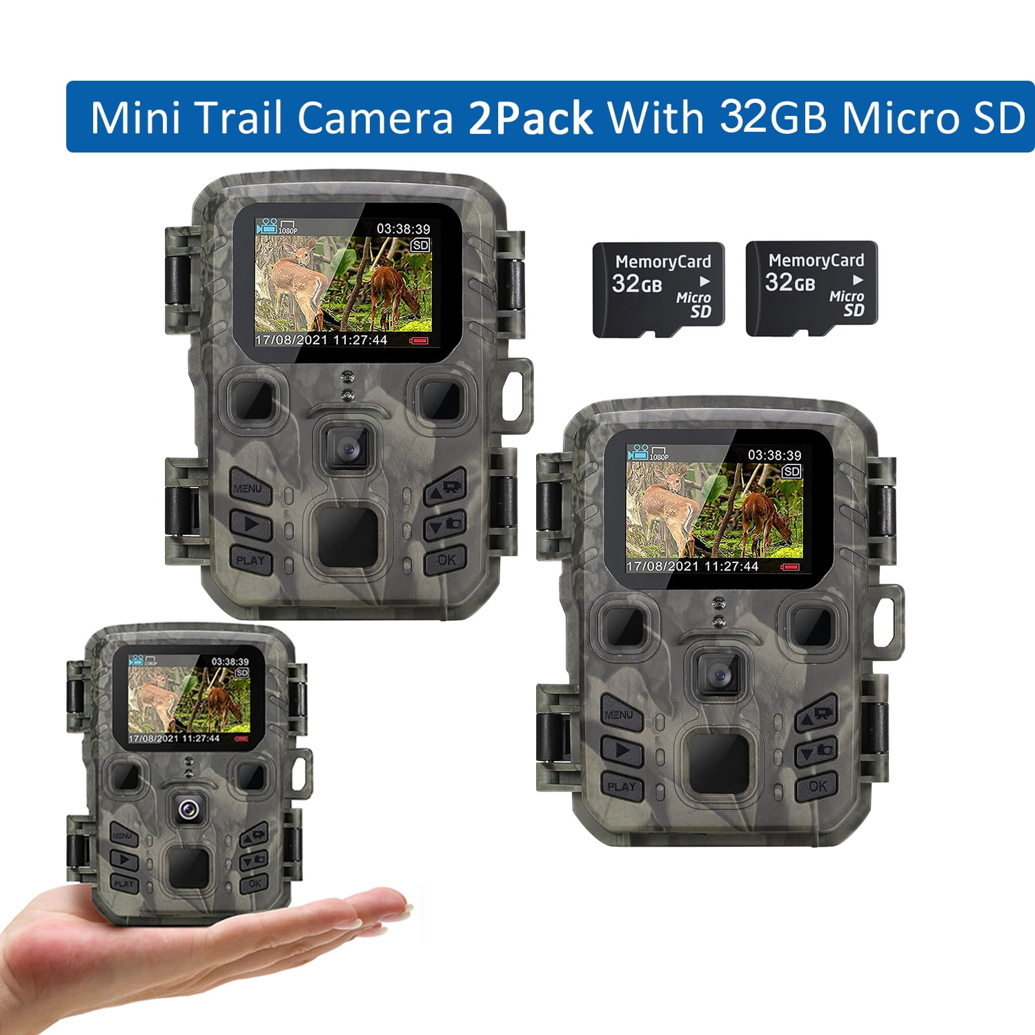 SuntekCam Mini Hunting Trail Camera 2 Packs 24MP 1080P No Glow Infrared