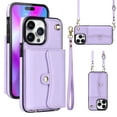 thumbnail image 1 of For Iphone 14 Pro Rfid Card Slot Phone Case With Long Lanyard(Purple),iPhone 14 Pro, 1 of 7