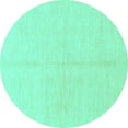 thumbnail image 1 of Ahgly Company Indoor Round Solid Turquoise Blue Modern Area Rugs, 3' Round, 1 of 4