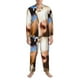 thumbnail image 3 of Balery Blue Sky Meadow Cute Cow Pijama para Hombre de Dos Piezas con Manga Larga, Conjunto de Dormir y Descanso Suave con Bolsillos-Small, 3 of 7