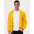 thumbnail image 3 of Sudadera con capucha para hombre, con cremallera completa, manga larga, ligera, sólida, deportiva, con capucha Amarillo L Unique Bargains Sudadera, 3 of 6