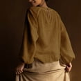 thumbnail image 6 of Ashirexll Tops for Women Trendy, Fashion Solid Color Round Neck Wrinkled Pullover Long Sleeve Shirts, 6 of 7