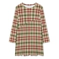 thumbnail image 2 of Christmas Red And Green Checkered Pattern with White Dots Loose Dress Evening Dress Summer Dresses for Women Luxury Dress Long Sleeved Dress, 2 of 4