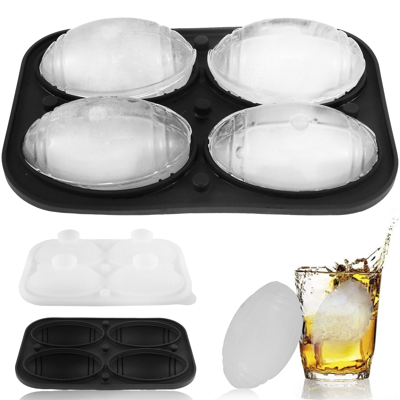 Unigul Ice Cube Trays for Freezer, 2.5'' Ice Ball Maker Tray, 2Pack Round Ice  Cube Tray, Whiskey Ice Tray with Lid, Bin&Clip, Large Ice Cube Tray Making  16PCS for Chilling Cocktails &Bourbon&Whiskey