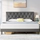 thumbnail image 2 of king size bed frame,with adjustable headboard,Sturdy frame and wooden slat supports,Non-slip and noiseless, linen fabric wrap My Lux Decor Round, 2 of 11