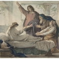 thumbnail image 2 of Eduard Julius Friedrich Bendemann 20x20 Black Ornate Framed Double Matted Museum Art Print Titled: The Raising of the Daughter of Jairus (1873), 2 of 5