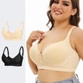 thumbnail image 4 of GPOECD Front Closure Bras for Women Underwire Vest Style Full Cup Smooth Front Buttoned Bra for Daily Comfortable Bras for Women,Beige,110E, 4 of 8