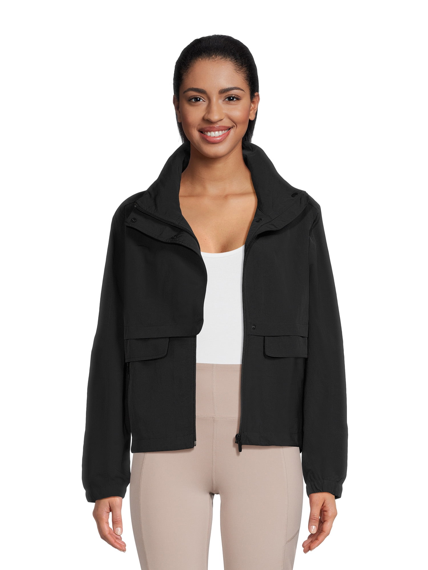 Avia Women's Zip Front Windbreaker with Hood, Sizes XS3X