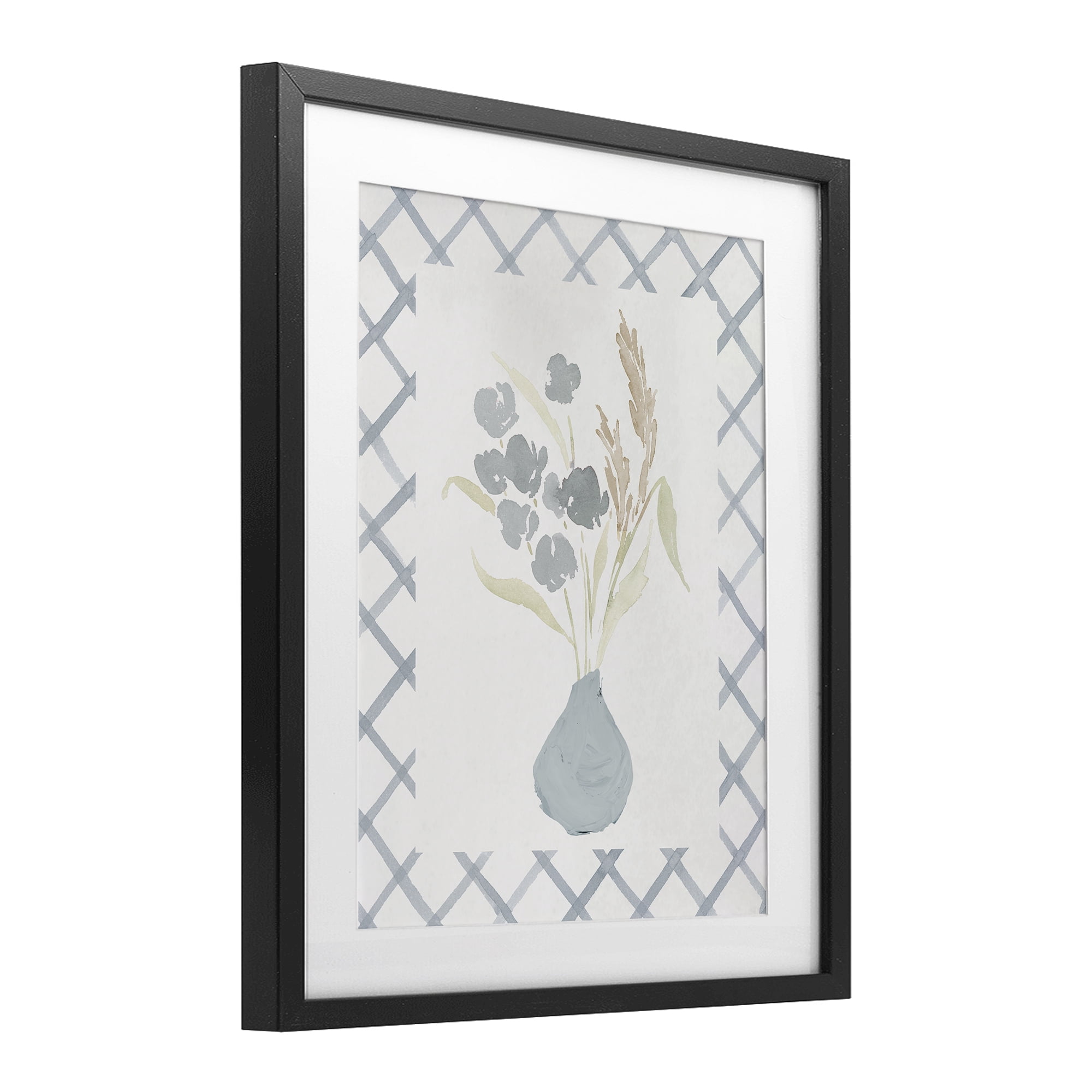 Stupell Industries Muted Blue Anna Bouquet Black Framed Print Under Glass, design by Lucille Price