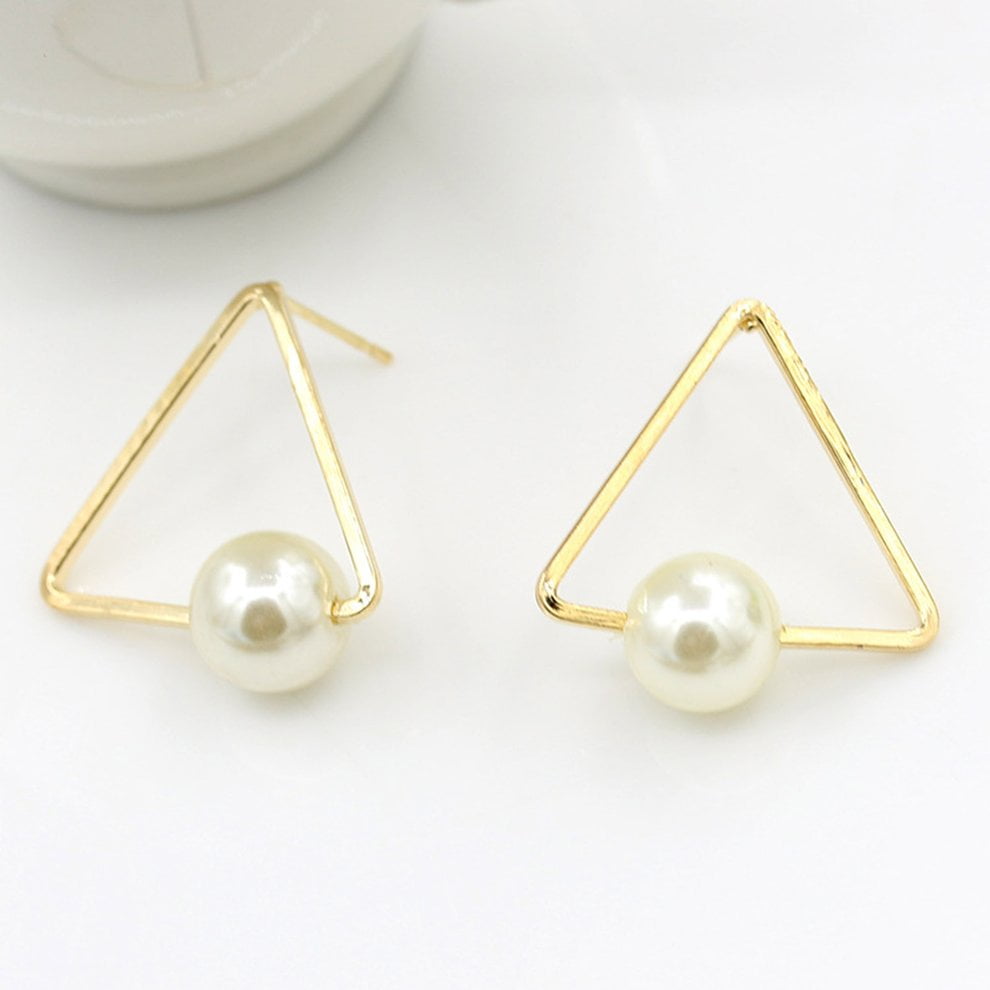 triangle pearl earrings