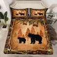 thumbnail image 2 of Homewish Wild Animal Bear Twin Sheet Sets,Western Cowboy Tribal Twin Fitted Sheet,Rustic Farmhouse Cabin Flat Sheet For Kids,Luxury Bedroom Decor,3-Piece, 2 of 7