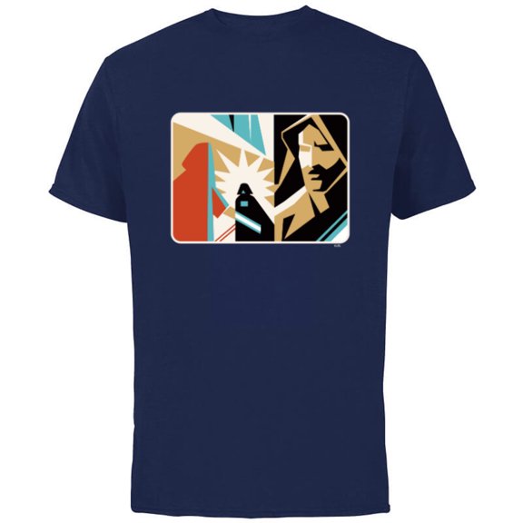 Star Wars Obi-Wan Kenobi Darth Vader Duel Cutout - Short Sleeve Cotton T-Shirt for Adults - Customized-Navy