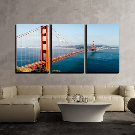 Usa Home Decor wall26 - 3 Piece Canvas Wall Art - Golden Gate Bridge, San Francisco, California, Usa. - Modern Home Decor Stretched and Framed Ready to Hang - 24