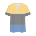 thumbnail image 5 of Timegard Plus Size Top for Women Notched V Neck Drop Shoulder Color Block Short Sleeve Casual Blouse, 5 of 5