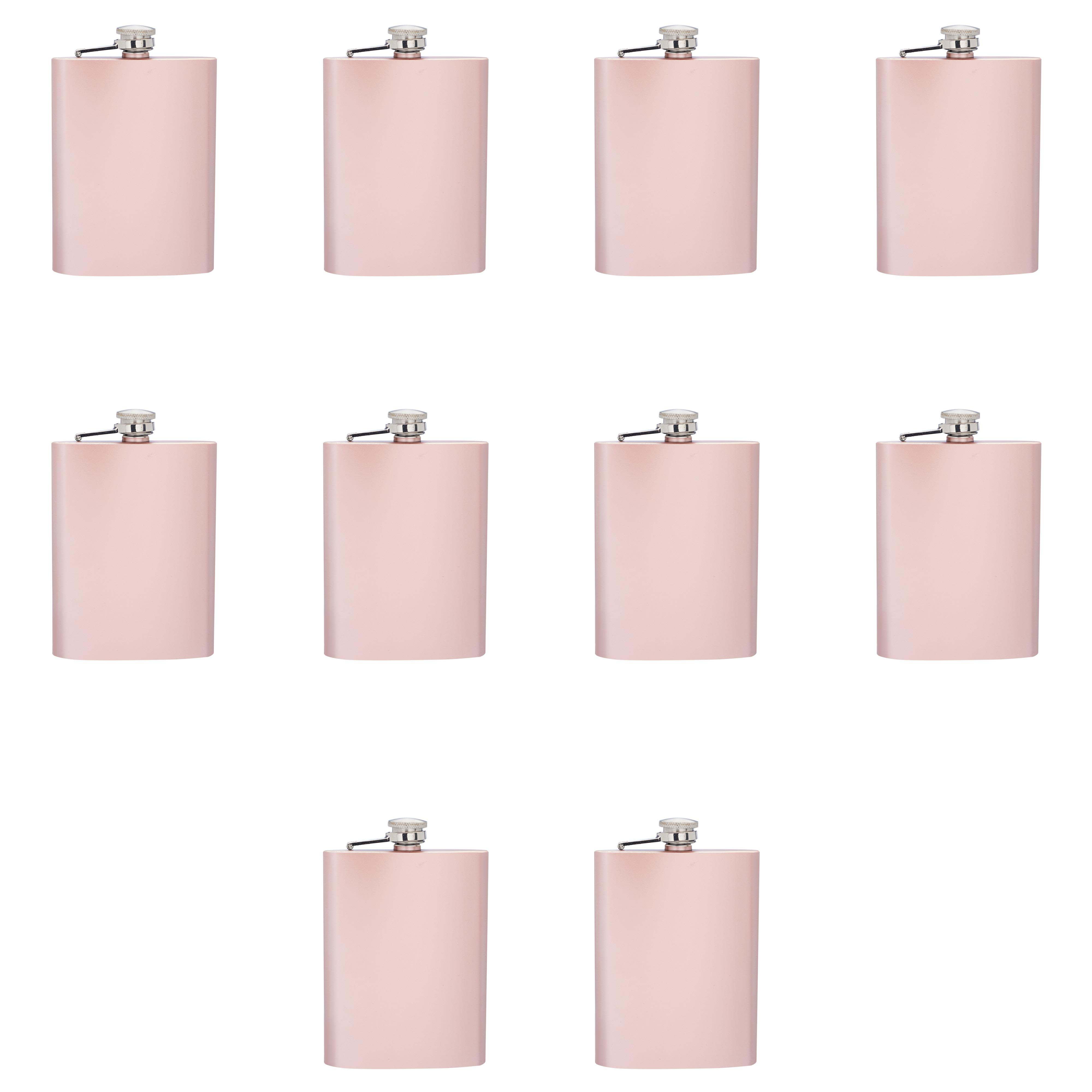 Verano Stainless Steel Hip Flasks 8 oz. Set of 10, Bulk Pack Great
