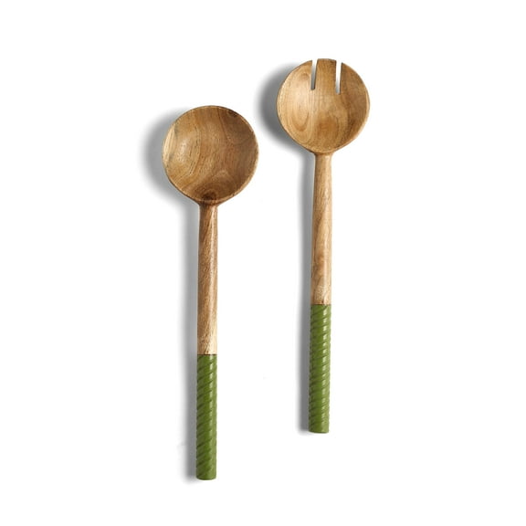 Yo Treasure Tiramisu Resin & Wood Green Salad Server Set