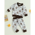 thumbnail image 4 of Newborn Baby Girl Boy Clothes 6M 12M 18M 24M 3Y Football Long Sleeve Crewneck Pullover Sweatshirt Long Pants Fall Winter Outfit, 4 of 10