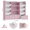 thumbnail image 6 of Hiphuta 55" Wide Toy Storage Organizer with 4 Removable Drawers, 4-Tier Kid Bookcase with 6 Bins, Toy Organizer with Bookcase for Kid Bedroom Playroom, Pink & White, 6 of 8