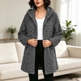 thumbnail image 2 of Atogsazn Women's Sherpa Full Zip Jacket Casual Fleece Long Sleeve Hooded Coat Winter Warm Jacquard Tops Dark Gray XXL Fashion, 2 of 9