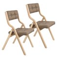 thumbnail image 6 of Porfeet 2Pcs Wooden Folding Chair with Thick Upholstered Cushion, Ergonomic Dining Chairs for Comfort, Supports 350 lbs, Compact Furniture for Dining Rooms Kitchen Wedding Party,Dark Gray, 6 of 9