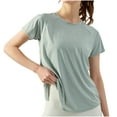 thumbnail image 1 of Timegard Hauts Athlétiques pour Femmes Col Rond Manches Courtes Fente Latérale T-Shirts d'Entraînement Course Été Décontracté, 1 of 6